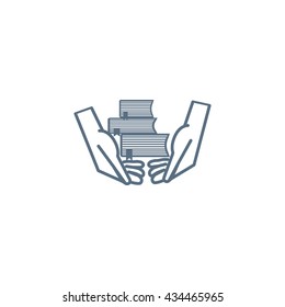 books, hands, icon