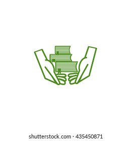 books, hands, icon