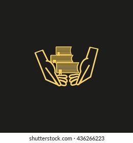 books, hands, icon