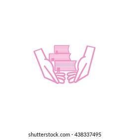 books, hands, icon