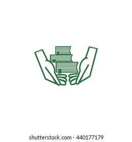 books, hands, icon