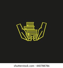 books, hands, icon