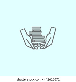 books, hands, icon