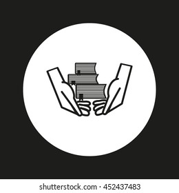 books, hands, icon