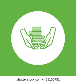 books, hands, icon