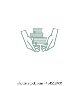 books, hands, icon