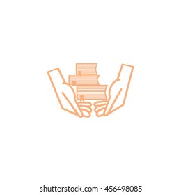 books, hands, icon