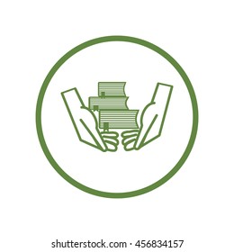 books, hands, icon