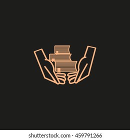 books, hands, icon