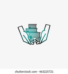books, hands, icon
