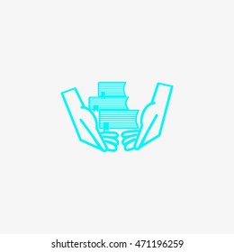 books, hands, icon