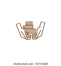 books, hands, icon