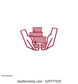 books, hands, icon