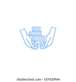 books, hands, icon