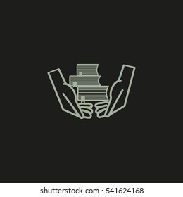 books, hands, icon