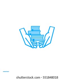 books, hands, icon