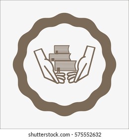 books, hands, icon
