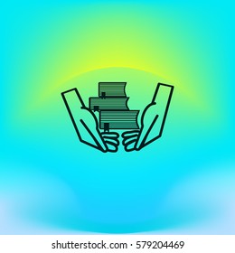 books, hands, icon
