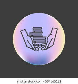 books, hands, icon