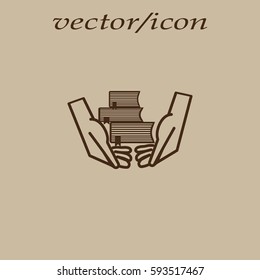 books, hands, icon