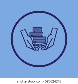 books, hands, icon