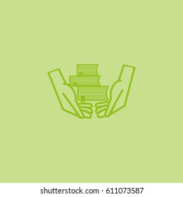 books, hands, icon