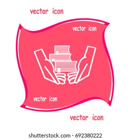 books, hands, icon