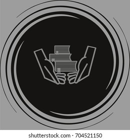 books, hands, icon