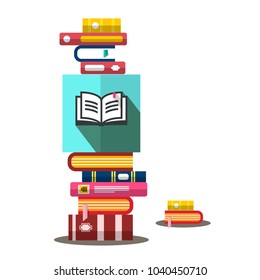 Books Heap in Bookstore. Vector Book Illustration.