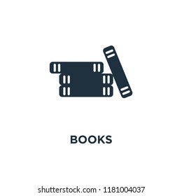 Books icon. Black filled vector illustration. Books symbol on white background. Can be used in web and mobile.