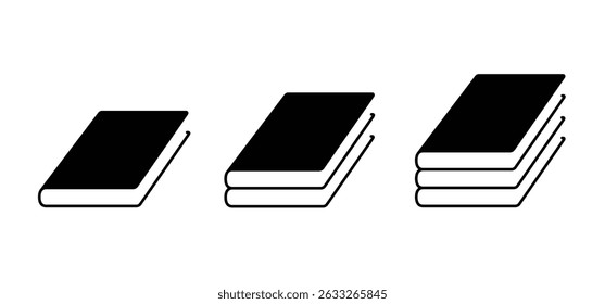 Books icon. Cartoon closed book and pages. Education concept. Line drawing. close books sign. Book store logo. Flying pages. World book day.