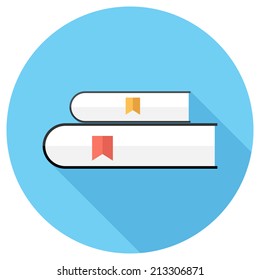 Books icon. Flat design style modern vector illustration. Isolated on stylish color background. Flat long shadow icon. Elements in flat design.