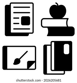 Books icon with glyph style. Suitable for website design, logo, app and UI. Based on the size of the icon in general, so it can be reduced.