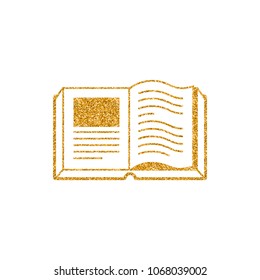 Books icon in gold glitter texture. Sparkle luxury style vector illustration.