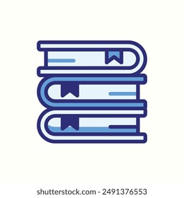 books icon, isolated blue icon theme learning