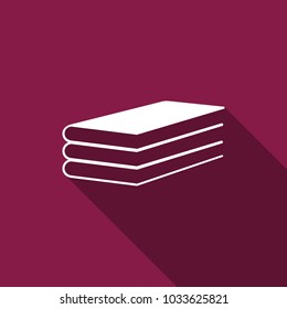 Books icon isolated with long shadow. Flat design. Vector Illustration