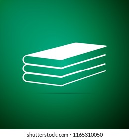 Books icon isolated on green background. Flat design. Vector Illustration