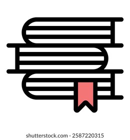 Books Icon Knowledge and Learning in Flat Line Color Style.