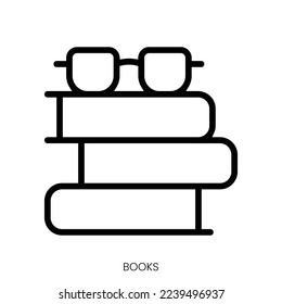 books icon. Line Art Style Design Isolated On White Background