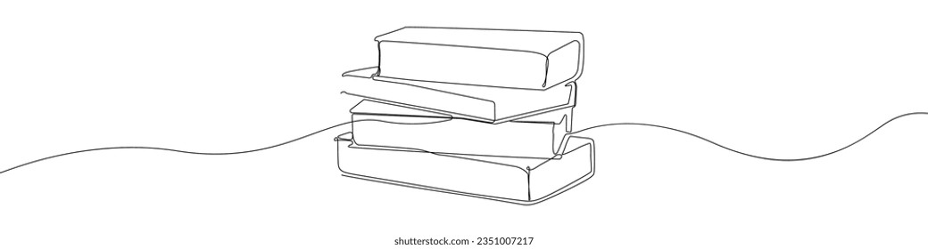 books icon line continuous drawing vector. One line books icon vector background. books icon. Continuous outline of a books icon.