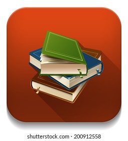 books icon With long shadow over app button