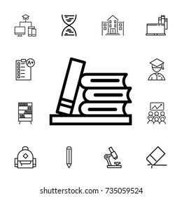 Books icon on the white background. set of education icons