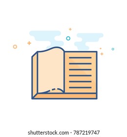 Books icon in outlined flat color style. Vector illustration.