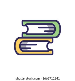books icon over white background, colorful line and fill style, vector illustration
