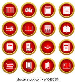 Books icon red circle set isolated on white background