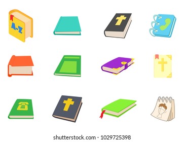 Books icon set. Cartoon set of books vector icons for web design isolated on white background