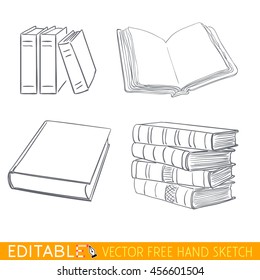 Books icon set. Editable vector graphic in linear style.