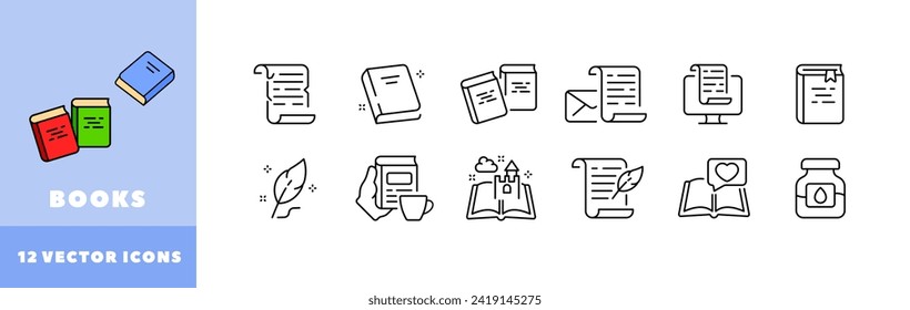 Books icon set. Linear style. Vector icons