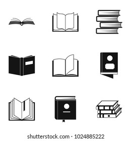 Books icon set. Simple set of 9 books vector icon for web isolated on white background