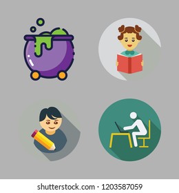 books icon set. vector set about student, studying and cauldron icons set.